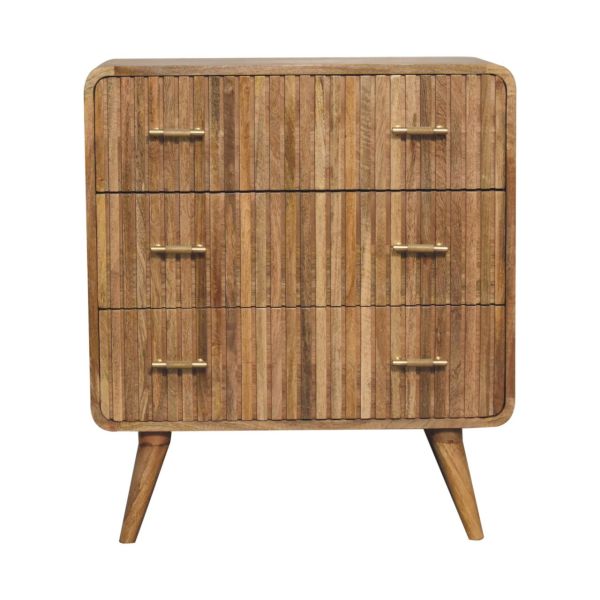 Solid Mango Wood T-bar Ridged Chest