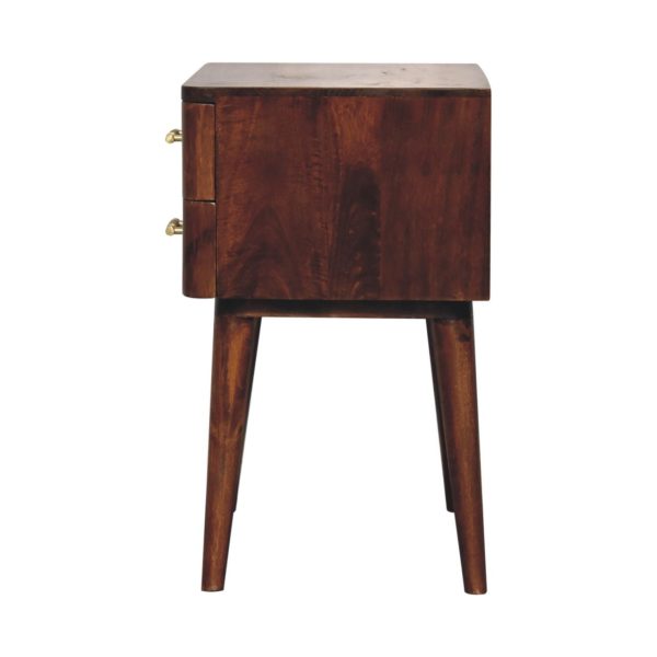 Solid Mango Chestnut Finished 2 Drawer T Bar Bedside - Image 8