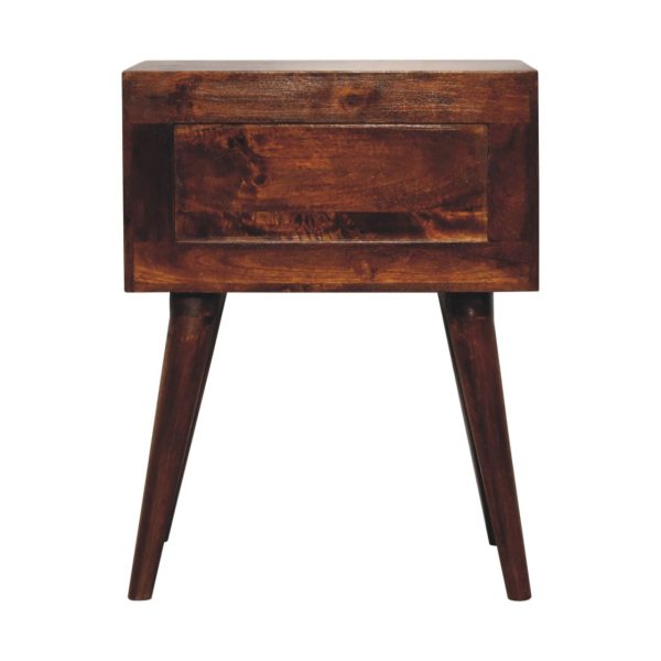 Solid Mango Chestnut Finished 2 Drawer T Bar Bedside - Image 9