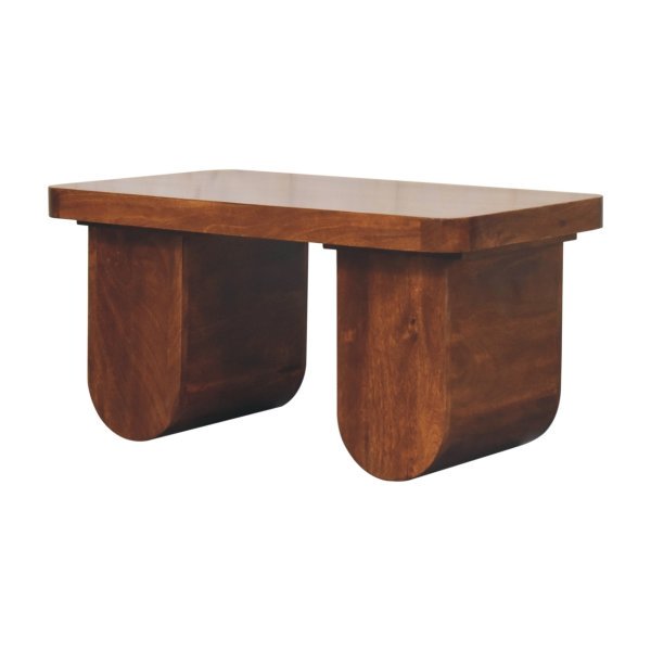 Solid Mango Wood Chestnut Finished Chunky Coffee Table - Image 3