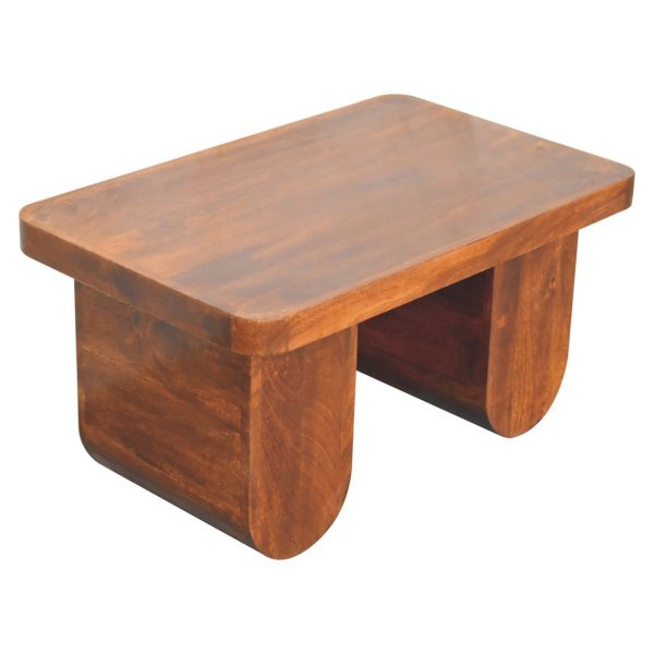 Solid Mango Wood Chestnut Finished Chunky Coffee Table - Image 5
