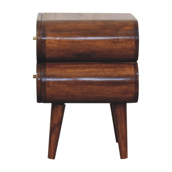 Solid Mango Wood Chestnut Finished 2 Drawer Bubble Bedside - Image 8