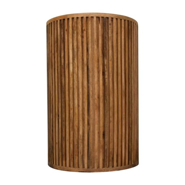 Solid Mango Wood Oak Finished 4 Drawer Line Carved Bedside - Image 9