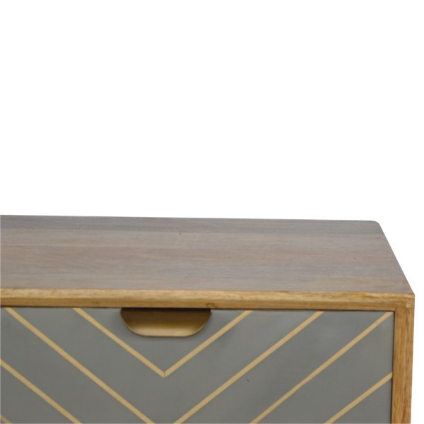 Solid Mango Wood Mango Wood Cement Drawer Front with Brass Inlay Scandinavian Style 1 Drawer Bedside - Image 4