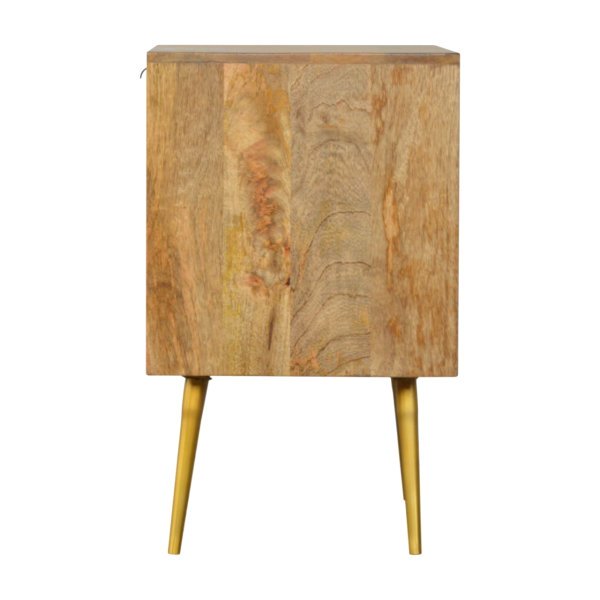 Solid Mango Wood Mango Wood Cement Drawer Front with Brass Inlay Scandinavian Style 1 Drawer Bedside - Image 8