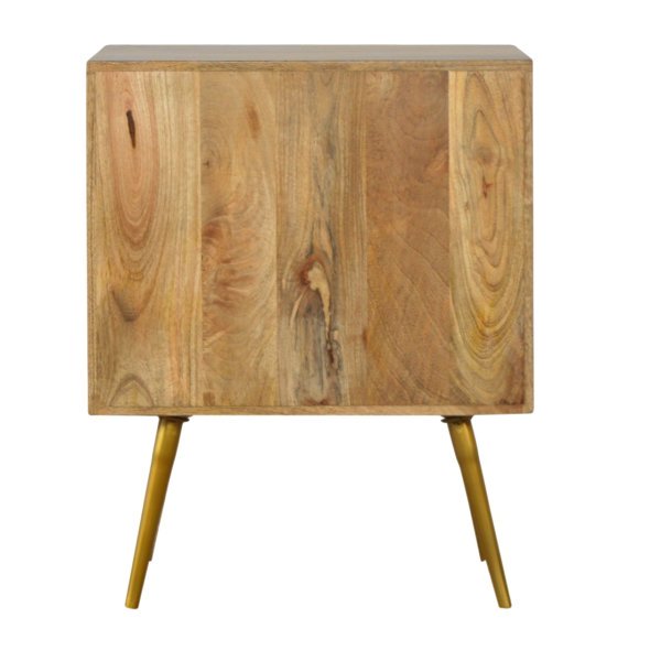 Solid Mango Wood Mango Wood Cement Drawer Front with Brass Inlay Scandinavian Style 1 Drawer Bedside - Image 9
