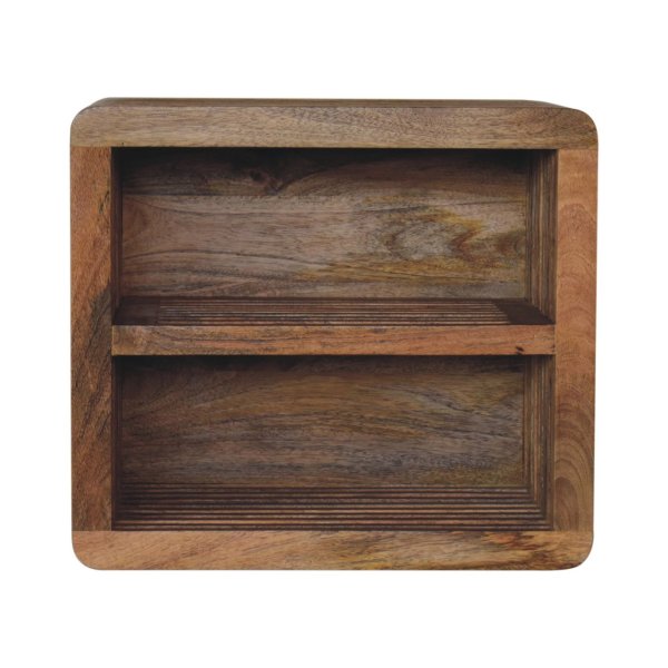 Solid Mango Wood Oak Finished Soba 2 Shelf Wall Mounted Bedside