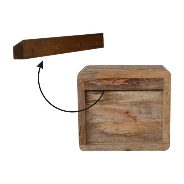 Solid Mango Wood Oak Finished Soba 2 Shelf Wall Mounted Bedside - Image 10