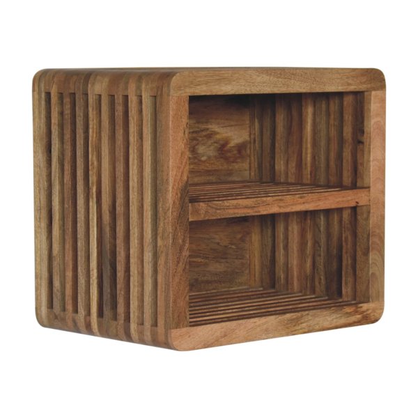 Solid Mango Wood Oak Finished Soba 2 Shelf Wall Mounted Bedside - Image 3
