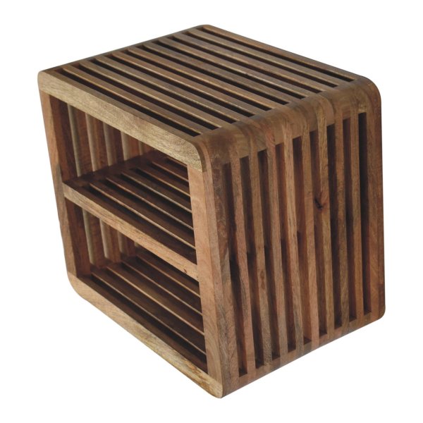 Solid Mango Wood Oak Finished Soba 2 Shelf Wall Mounted Bedside - Image 5