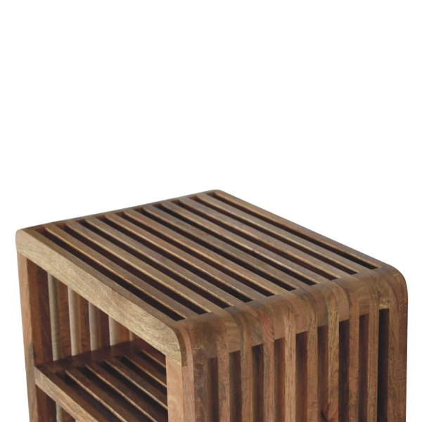 Solid Mango Wood Oak Finished Soba 2 Shelf Wall Mounted Bedside - Image 6