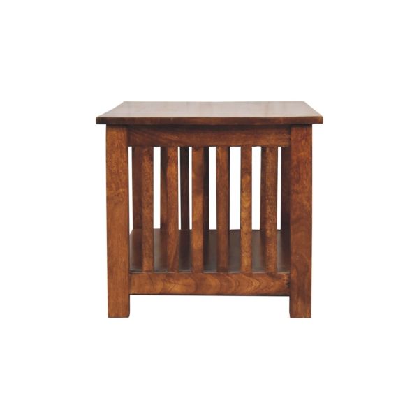 Solid Mango Wood Chestnut Finished Slatted Coffee Table - Image 7