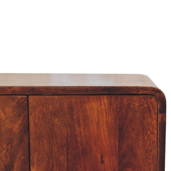 Solid Mango Wood Chestnut Finished 2 Door Mini Classic Cabinet - Image 4