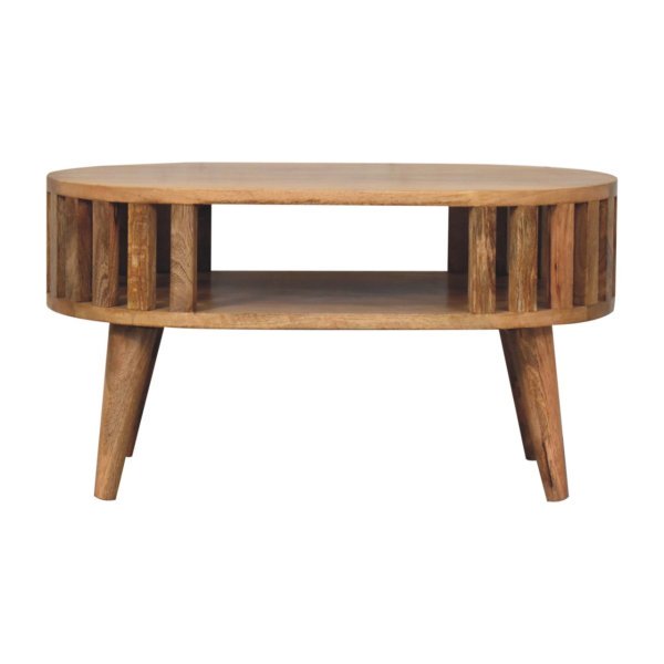 Solid Mango Wood Oak Finished Japanese Style Mini Ariella Coffee Table