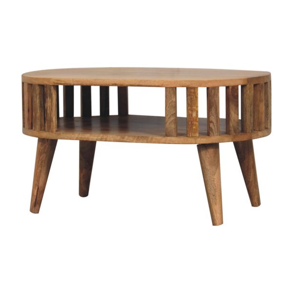 Solid Mango Wood Oak Finished Japanese Style Mini Ariella Coffee Table - Image 3