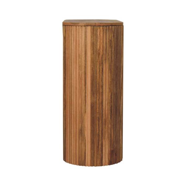 Solid Mango Wood Oak Finished Concealed Drawer Chunky Legs Soba Straight Console Table - Image 8