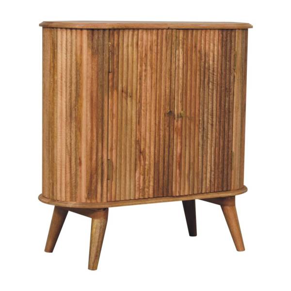 Solid Mango Wood Oak Finished 2 Door Soba Nordic Cabinet - Image 3