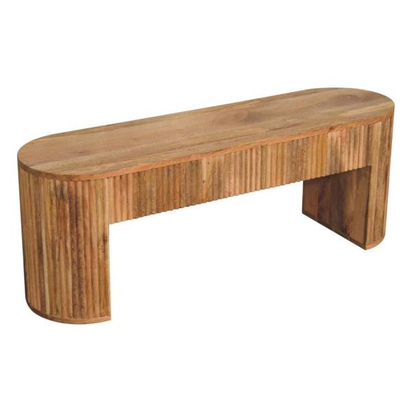 Solid Mango Wood Oak Finished Chunky Legs Concealed Drawers Soba Straight Media Unit - Image 6