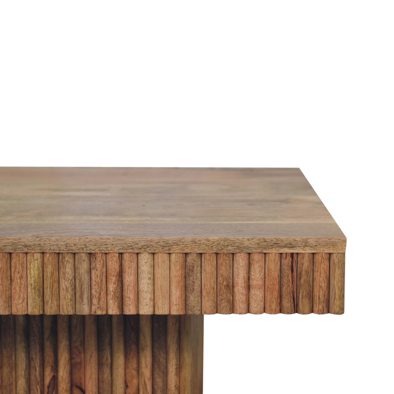 Solid Mango Wood Oak Finished Soba Chunky Coffee Table - Image 4