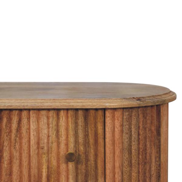 Solid Mango Wood Oak Finished 3 Drawer Patterned Soba Nordic Chest - Image 4