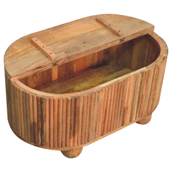 Solid Mango Wood Oak Finished Soba Ball Coffee Table with Storage Compartment & Liftable Lid - Image 7