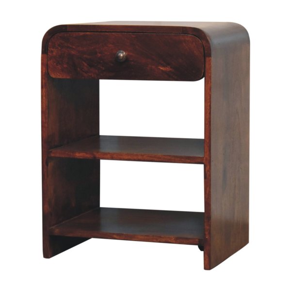 Solid Mango Wood Chestnut Finished 1 Drawer 1 Slot Aspen Bedside - Image 2