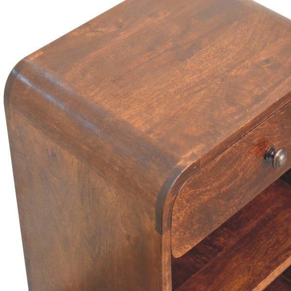 Solid Mango Wood Chestnut Finished 1 Drawer 1 Slot Aspen Bedside - Image 5