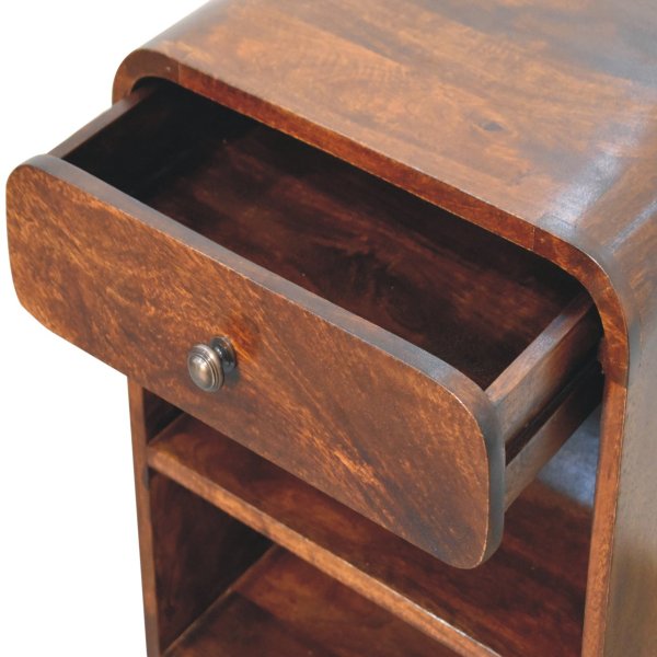 Solid Mango Wood Chestnut Finished 1 Drawer 1 Slot Aspen Bedside - Image 6
