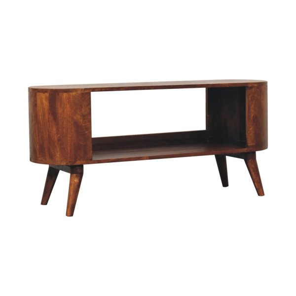 Solid Mango Wood Chestnut Finished Soba Shoe Cabinet - Image 2