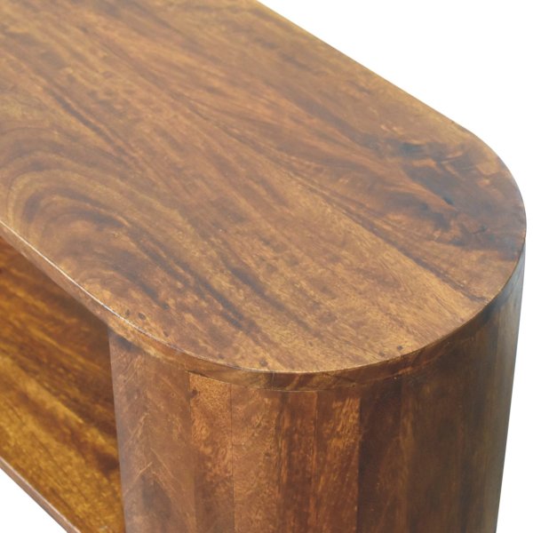 Solid Mango Wood Chestnut Finished Soba Shoe Cabinet - Image 5