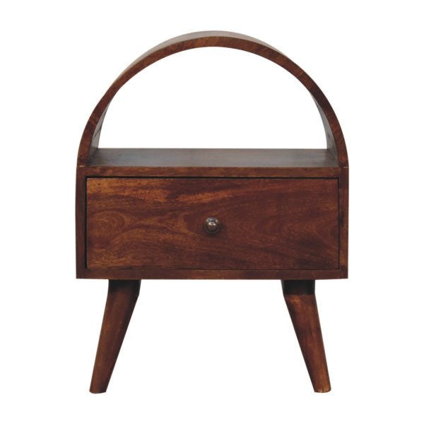 Solid Mango Wood Chestnut Finished 1 Drawer Dome Bedside
