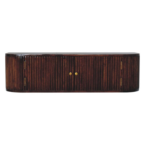 Solid Mango Wood Chunky Chestnut Finished 2 Door Wall Mounted Console