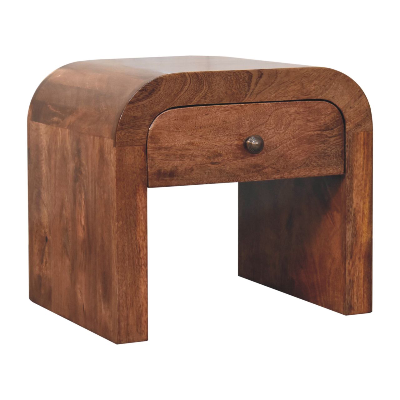 Solid Mango Wood Honey Caramel Finished 1 Drawer Darcy Bedside - Image 2