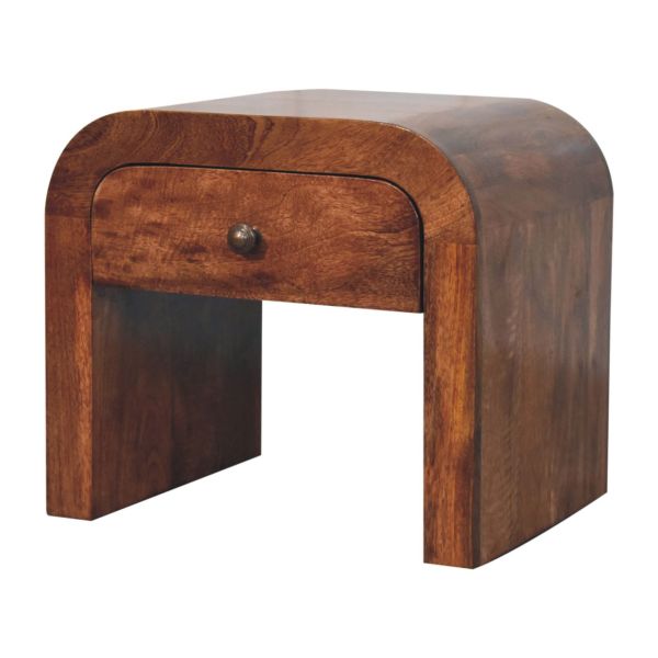 Solid Mango Wood Honey Caramel Finished 1 Drawer Darcy Bedside - Image 3