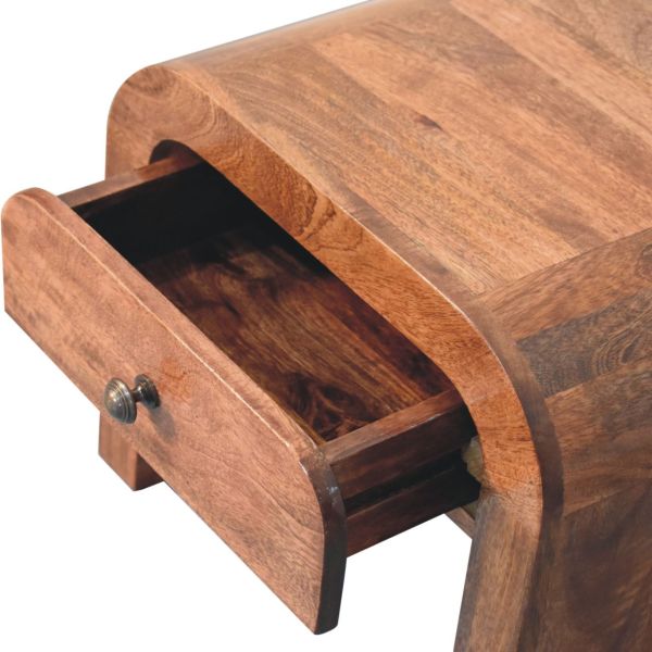 Solid Mango Wood Honey Caramel Finished 1 Drawer Darcy Bedside - Image 6