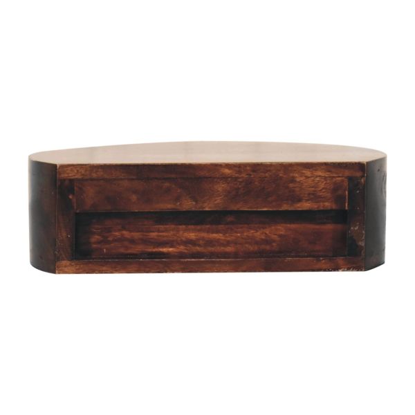 Solid Mango Wood California Walnut Finished 1 Drawer Wall Mounted Rounded Bedside - Image 8