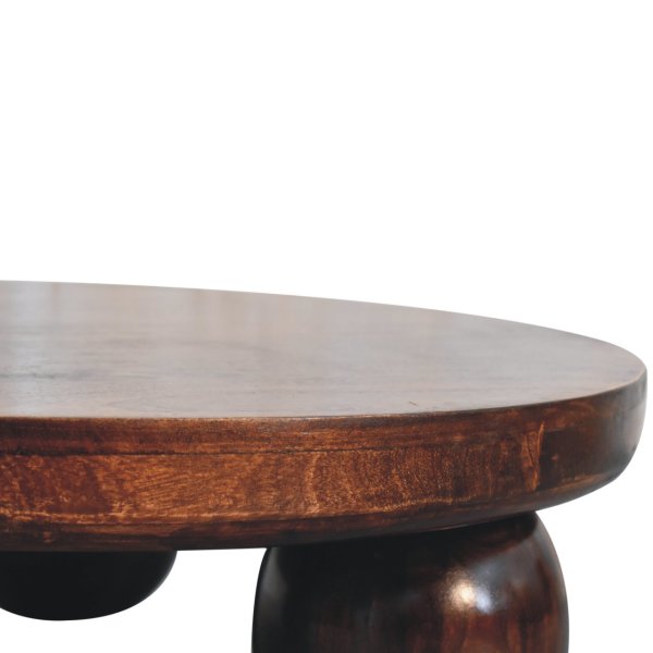 Solid Mango Wood California Walnut Finished Central Table with Ball Feet - Image 5