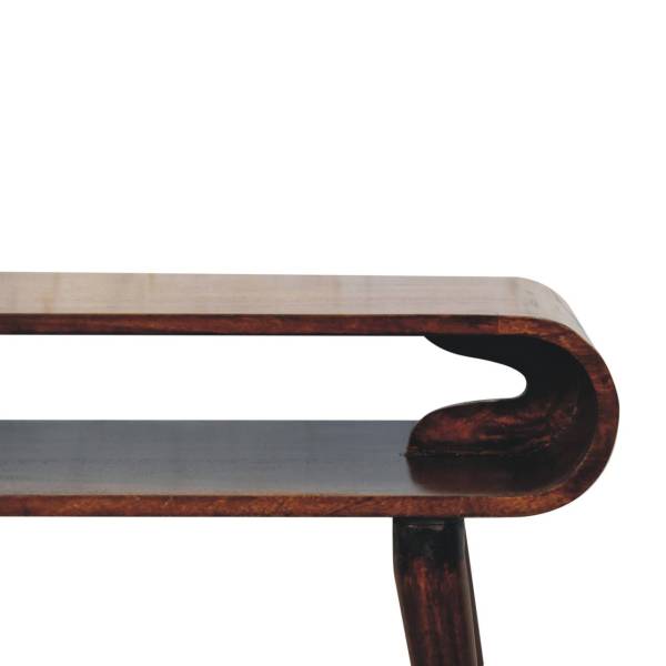 Solid Mango Wood California Walnut Finished Amaya Open Console Table - Image 4