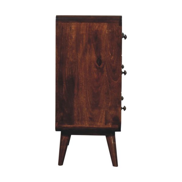 Solid Mango Wood California Walnut Finished 3 Drawer Curved Chest - Image 7