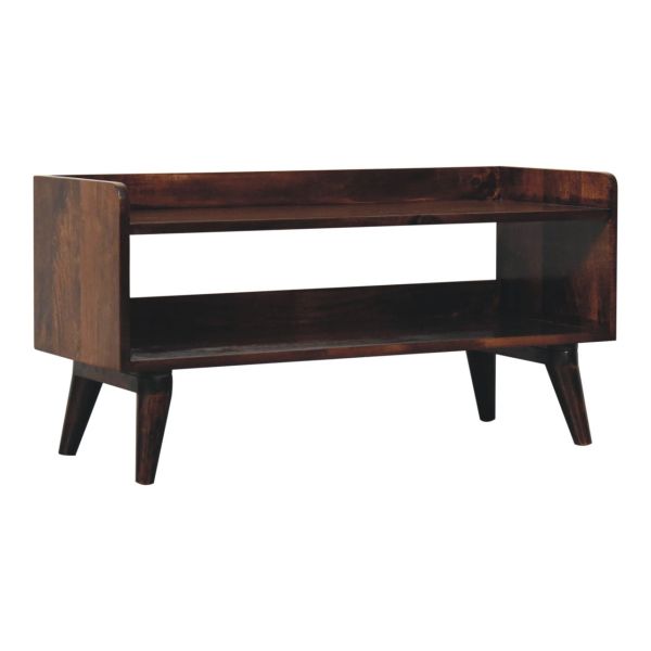 Solid Mango Wood California Walnut Finished Nordic Storage Bench - Image 2