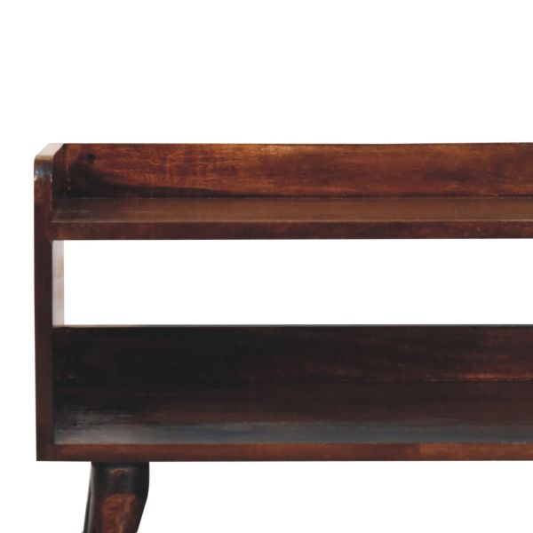Solid Mango Wood California Walnut Finished Nordic Storage Bench - Image 4