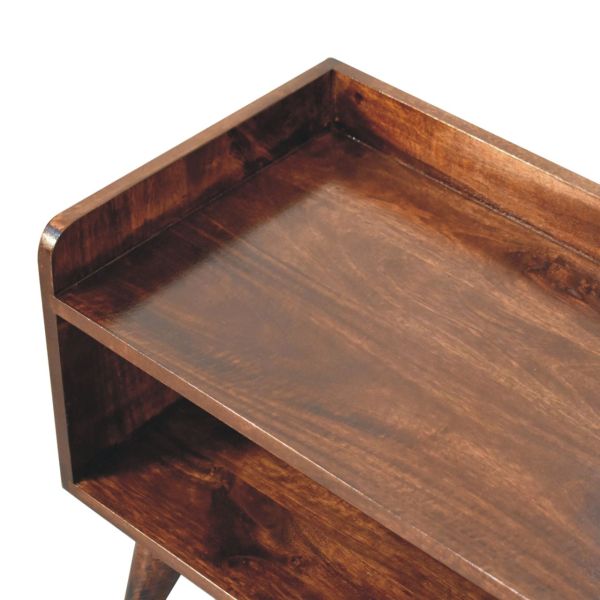 Solid Mango Wood California Walnut Finished Nordic Storage Bench - Image 5