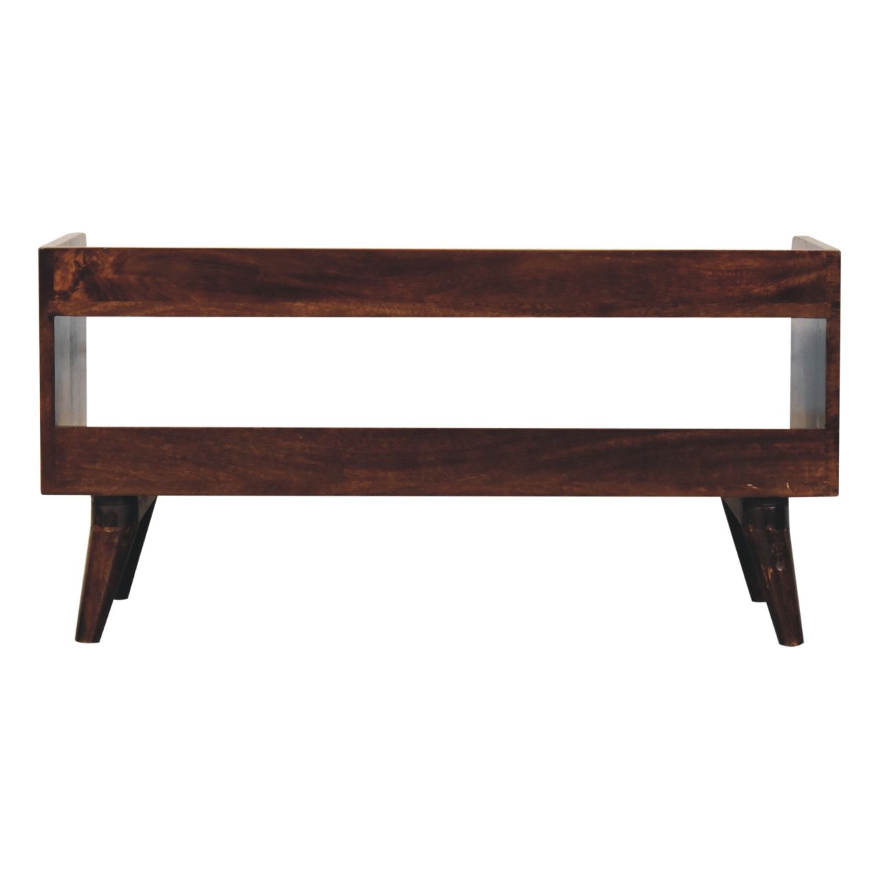 Solid Mango Wood California Walnut Finished Nordic Storage Bench - Image 9