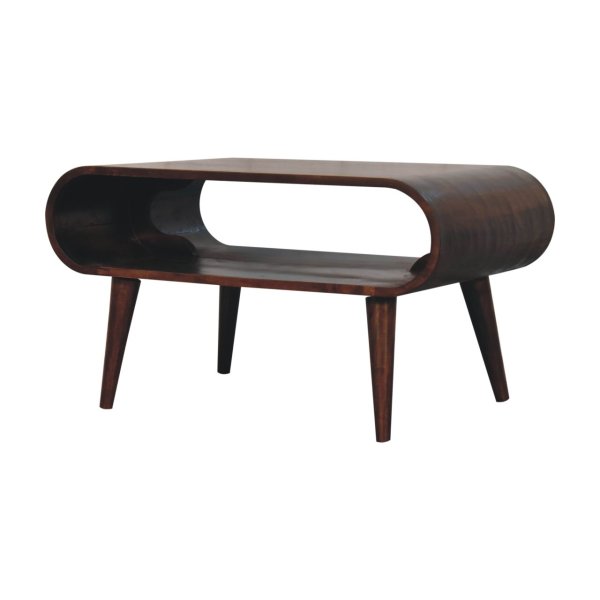 Solid Mango Wood California Walnut Finished Open Coffee Table - Image 2