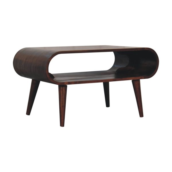 Solid Mango Wood California Walnut Finished Open Coffee Table - Image 3