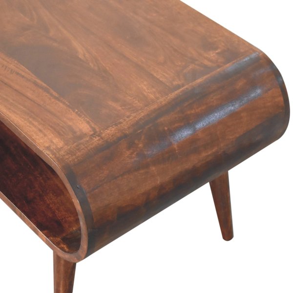Solid Mango Wood California Walnut Finished Open Coffee Table - Image 6