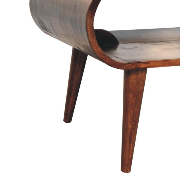 Solid Mango Wood California Walnut Finished Open Coffee Table - Image 7