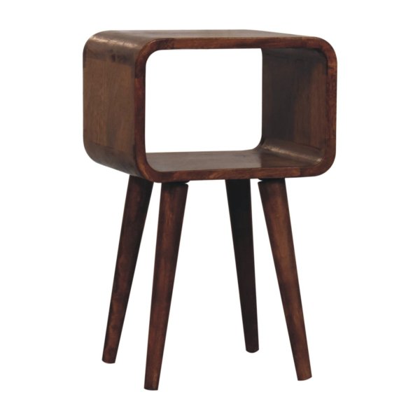 Solid Mango Wood Mini Honey Caramel Curved Open Bedside - Image 2