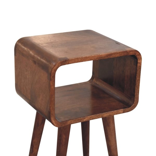 Solid Mango Wood Mini Honey Caramel Curved Open Bedside - Image 5