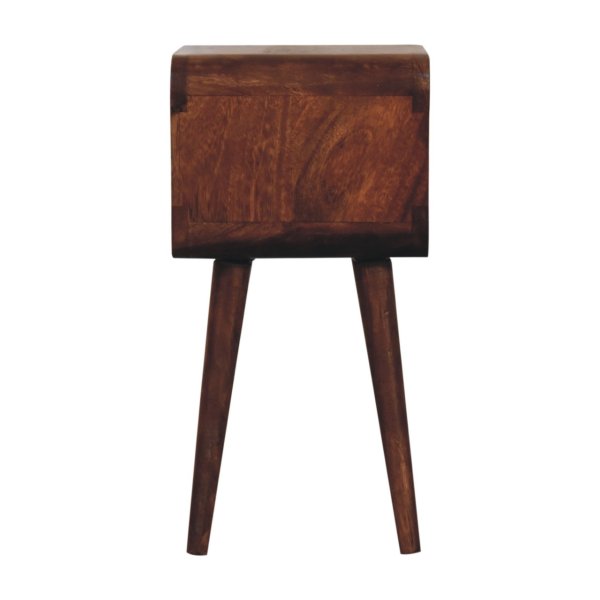 Solid Mango Wood Mini Honey Caramel Curved Open Bedside - Image 8